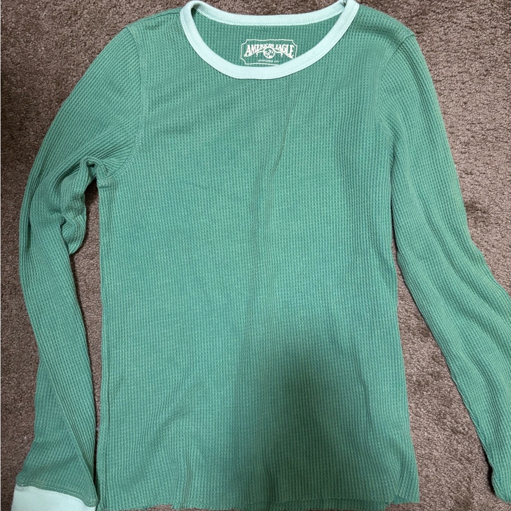 American Eagle Outfitters Green Thermal Shirt
